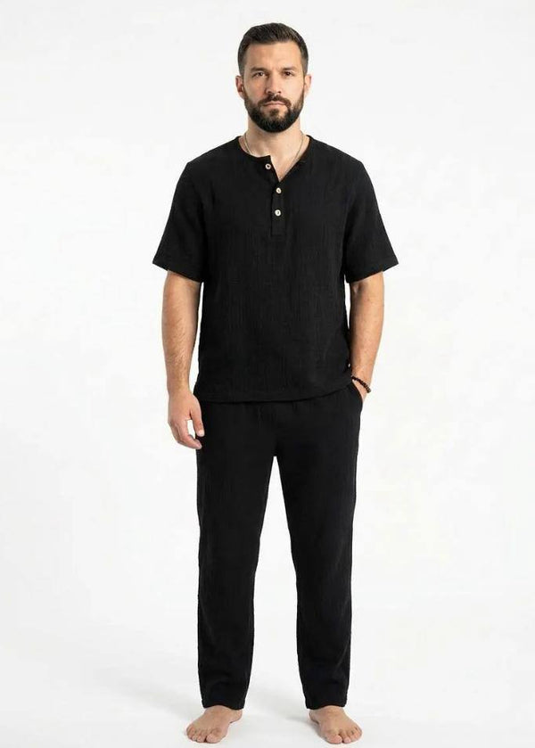 Black Muslin Pajama Set