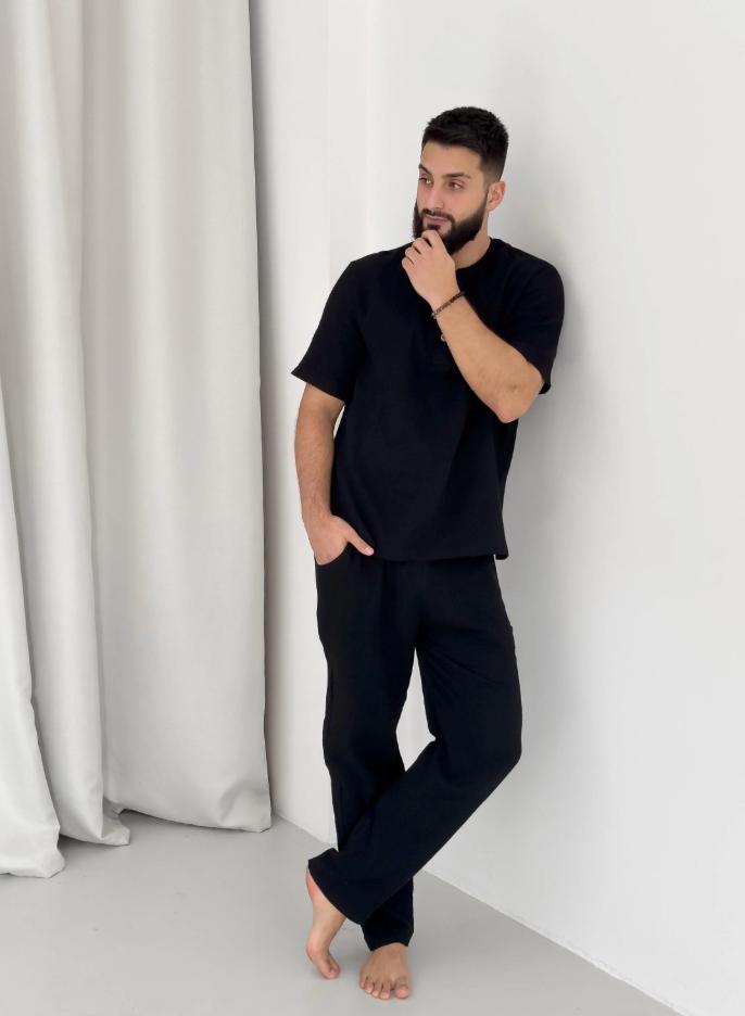 Black Muslin Pajama Set