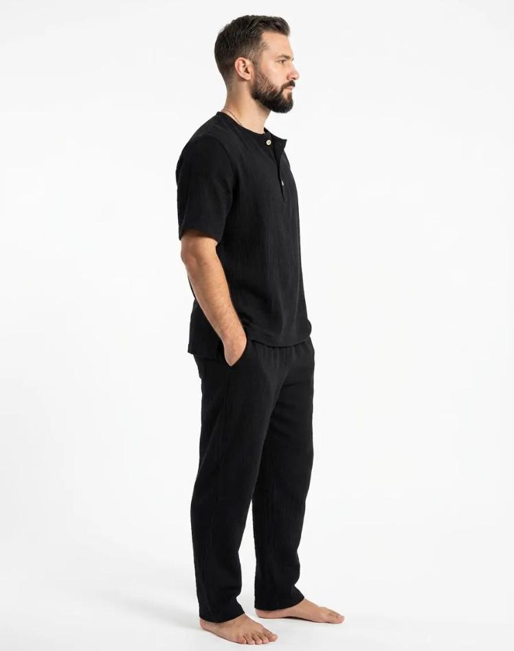 Black Muslin Pajama Set
