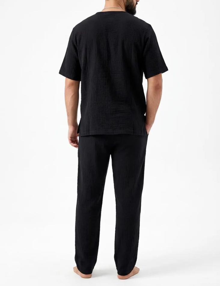 Black Muslin Pajama Set