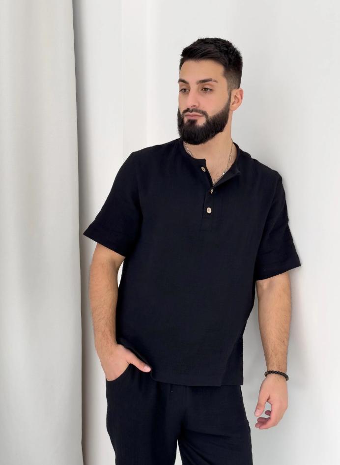 Black Muslin Pajama Set