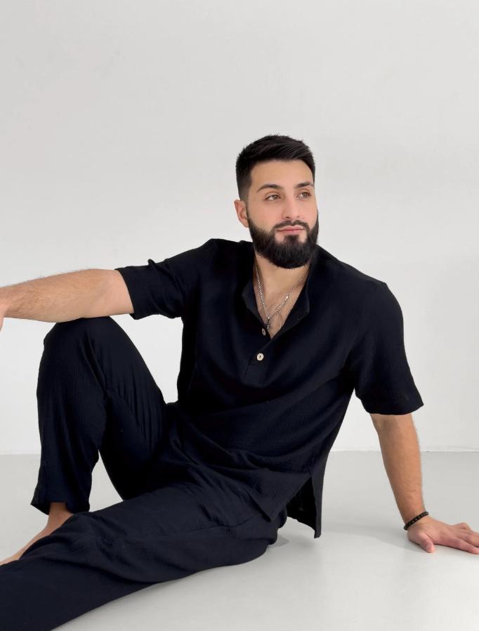 Black Muslin Pajama Set