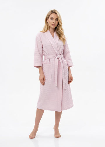 Pink Waffle Cotton Robe