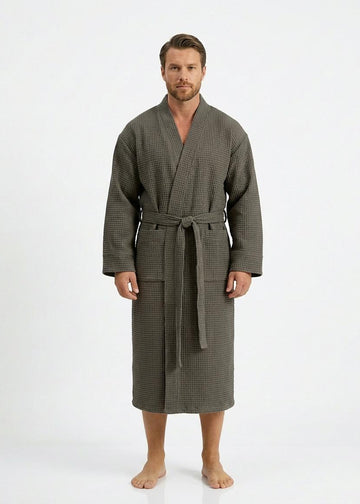 Dark Grey Waffle Cotton Robe