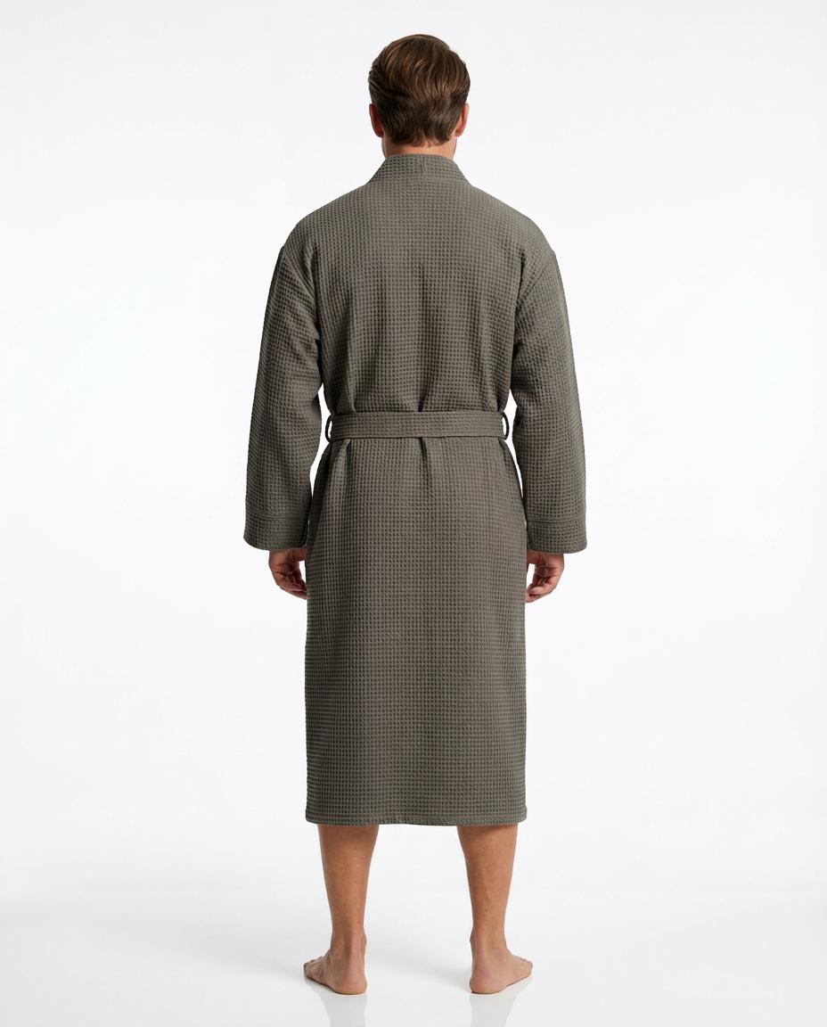 Dark Grey Waffle Cotton Robe