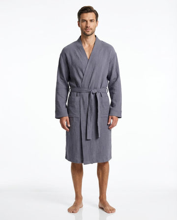 Grey Muslin Cotton Robe