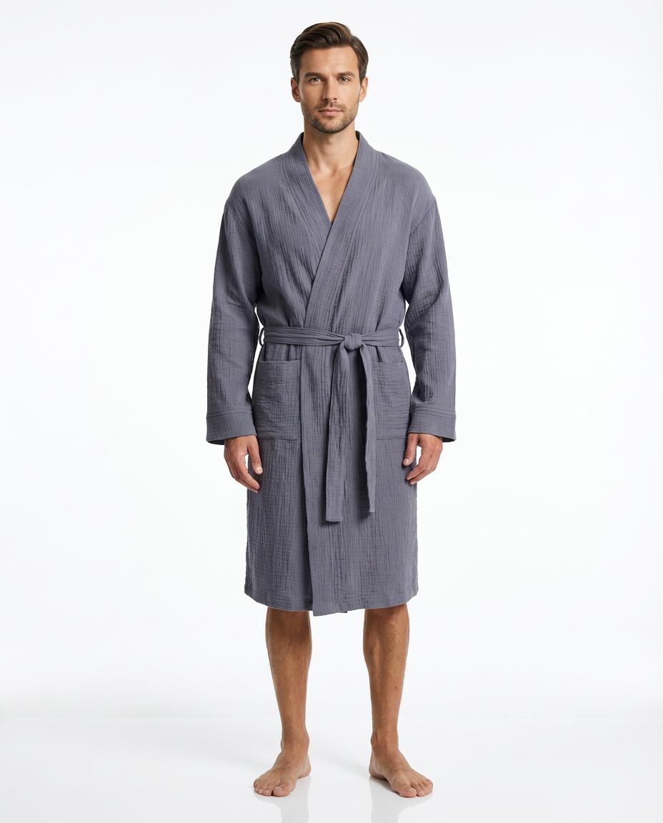 Grey Muslin Cotton Robe