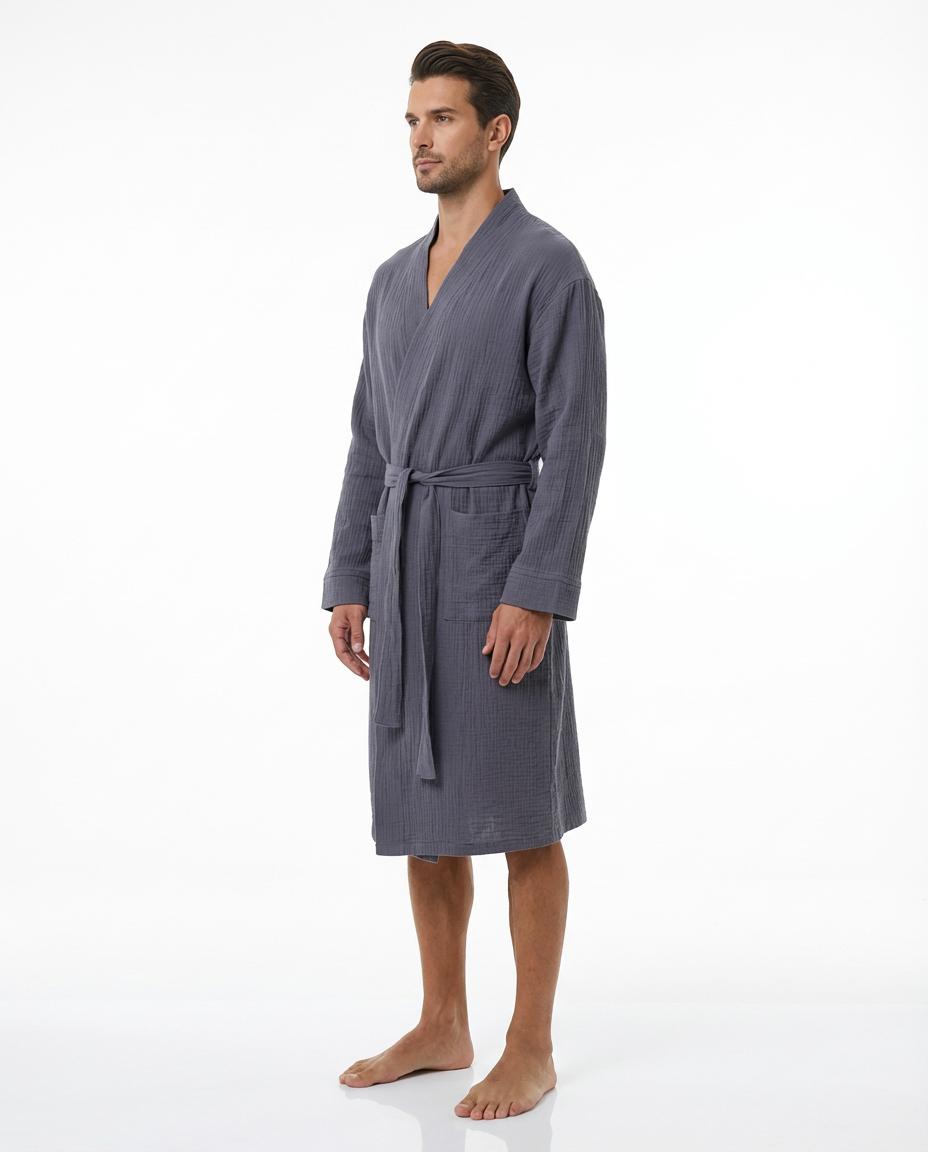 Grey Muslin Cotton Robe