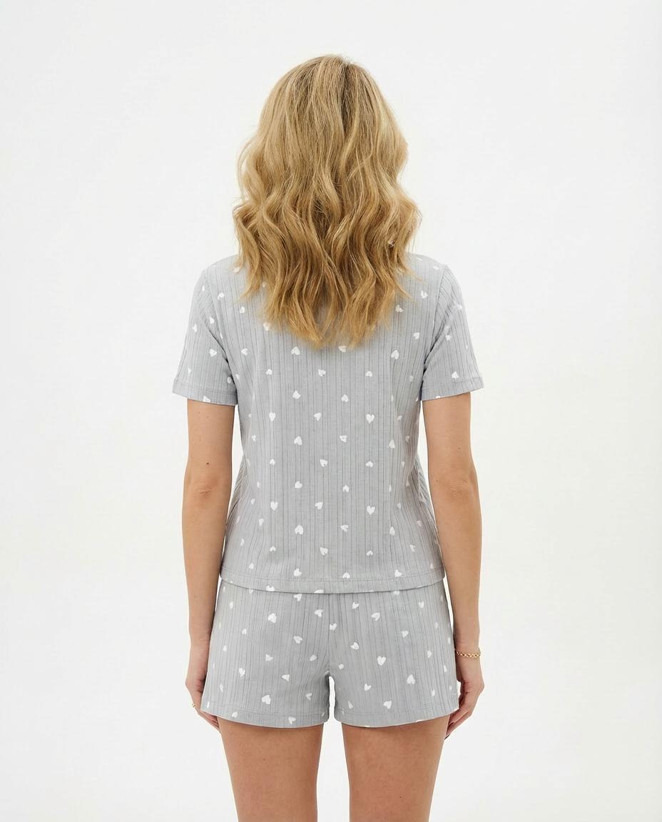 Grey Cotton Pajama with Heart