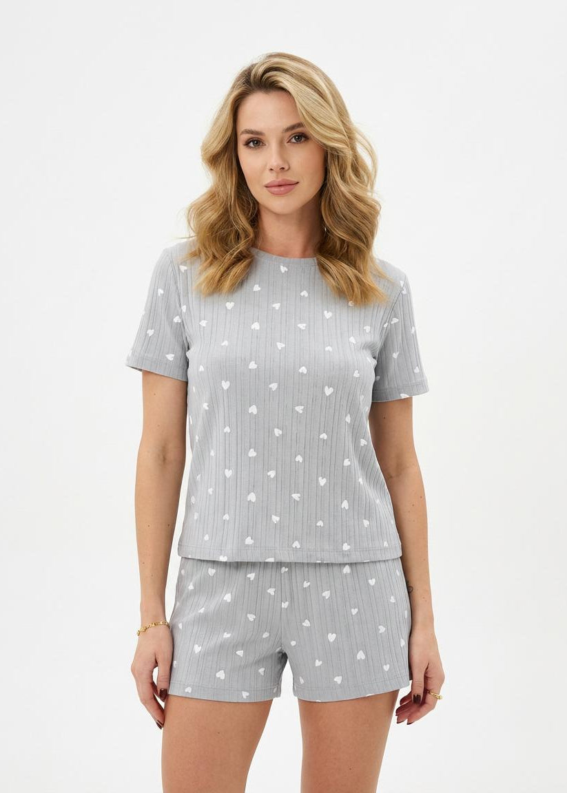 Grey Cotton Pajama with Heart