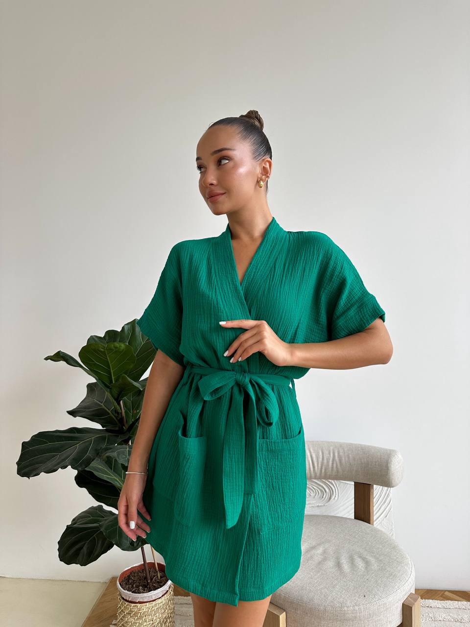Muslin Robe with Pockets