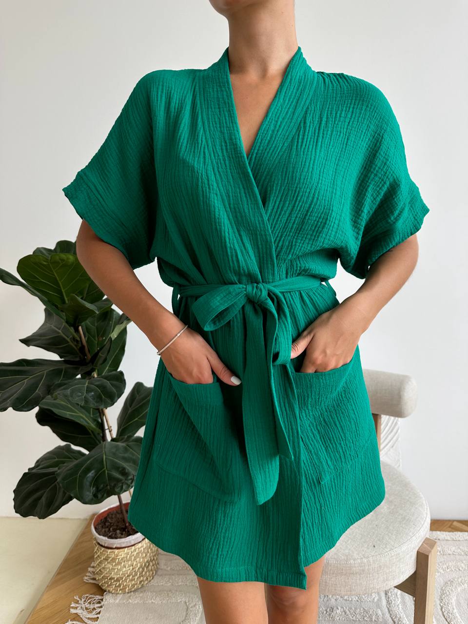 Muslin Robe with Pockets