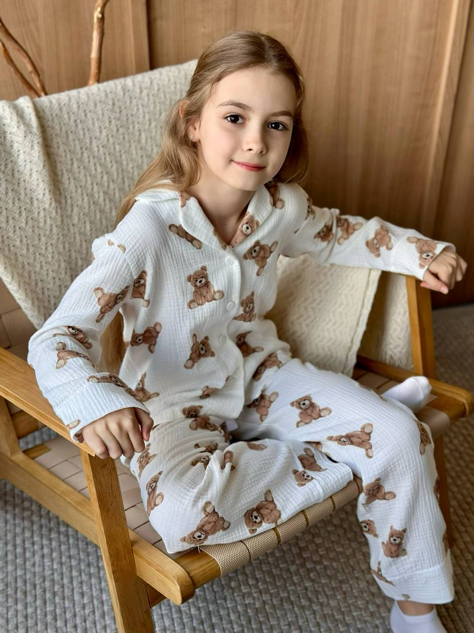 Kids Muslin Teddy Pajama Set