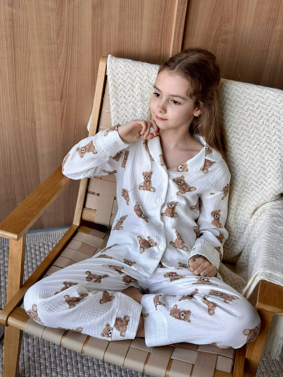 Kids Muslin Teddy Pajama Set