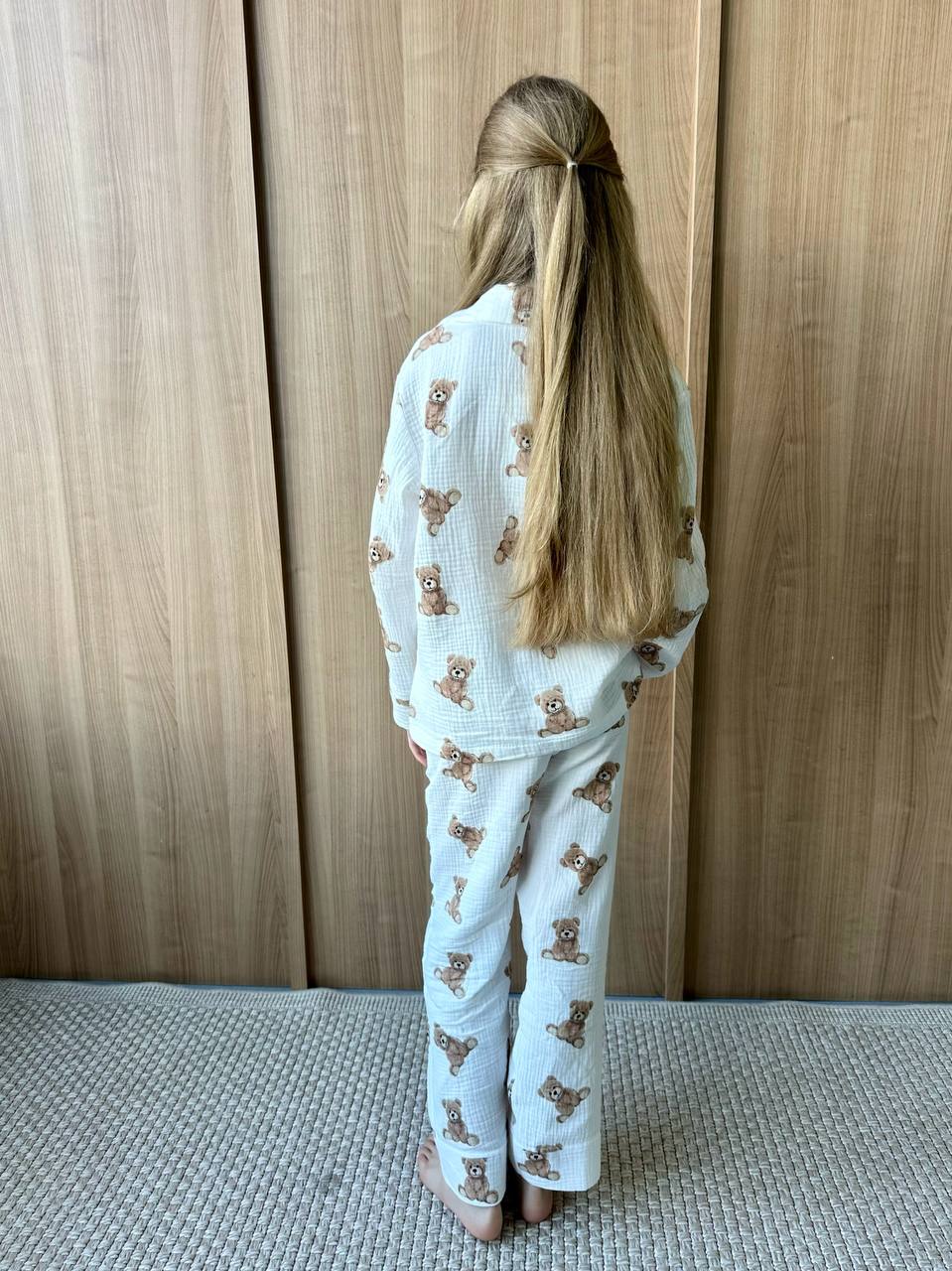 Kids Muslin Teddy Pajama Set