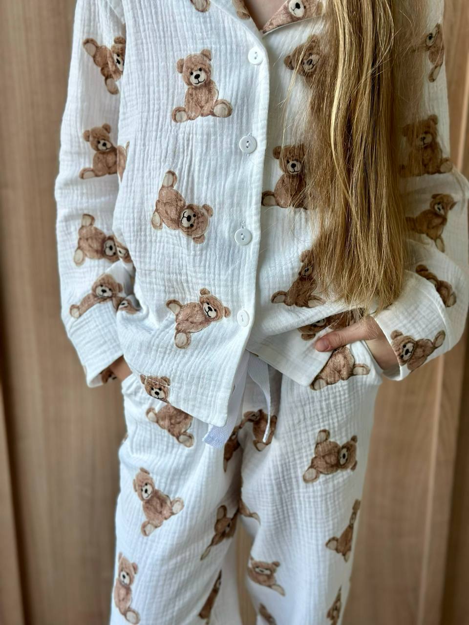 Kids Muslin Teddy Pajama Set