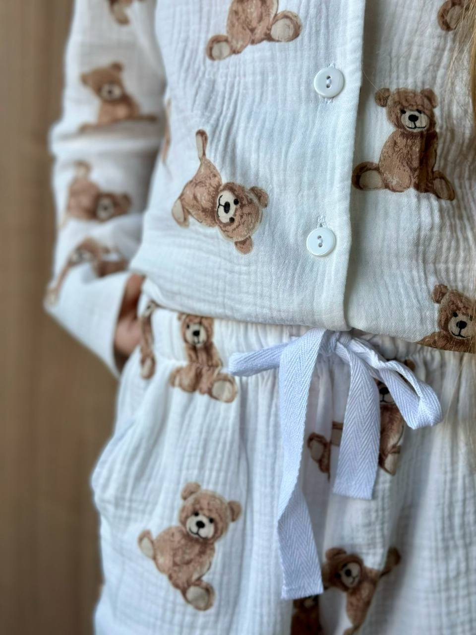 Kids Muslin Teddy Pajama Set