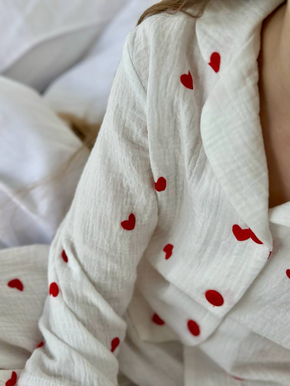 Girls Heart Print Cotton Pajama Set
