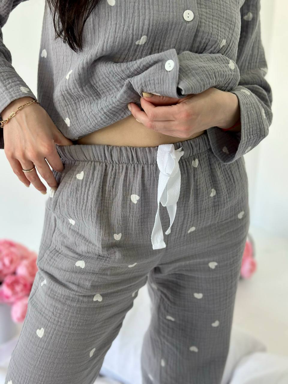 Mom & Daughter Matching Pajama Set –  Heart Print Muslin
