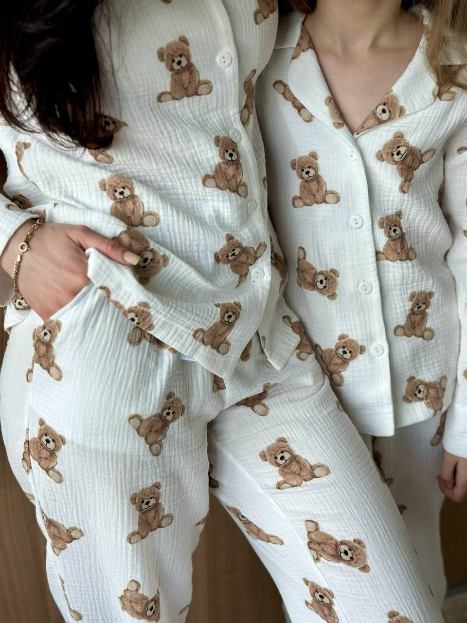 Teddy Muslin Pajamas – Mommy & Me Cotton Pajama Sets