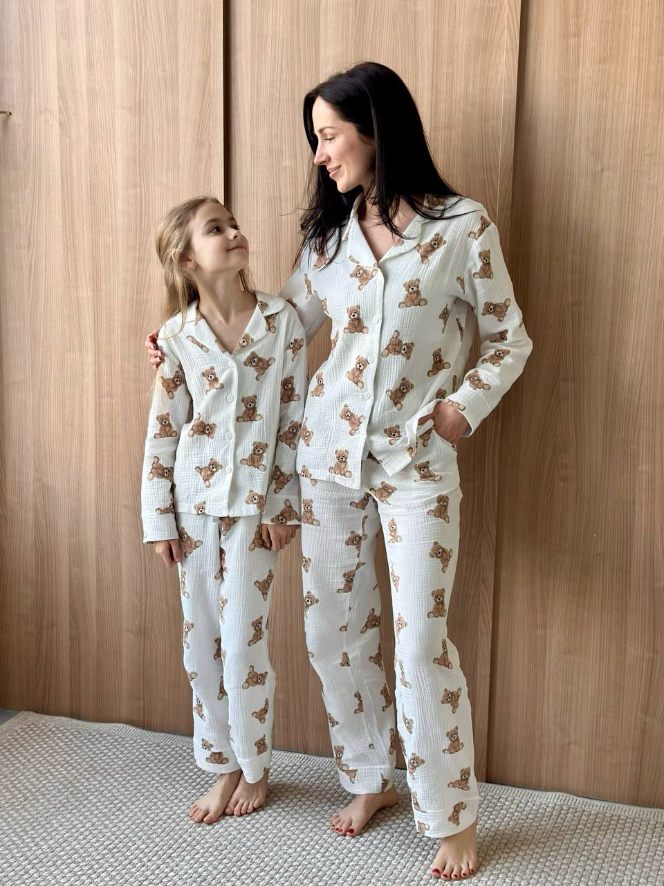 Teddy Muslin Pajamas – Mommy & Me Cotton Pajama Sets