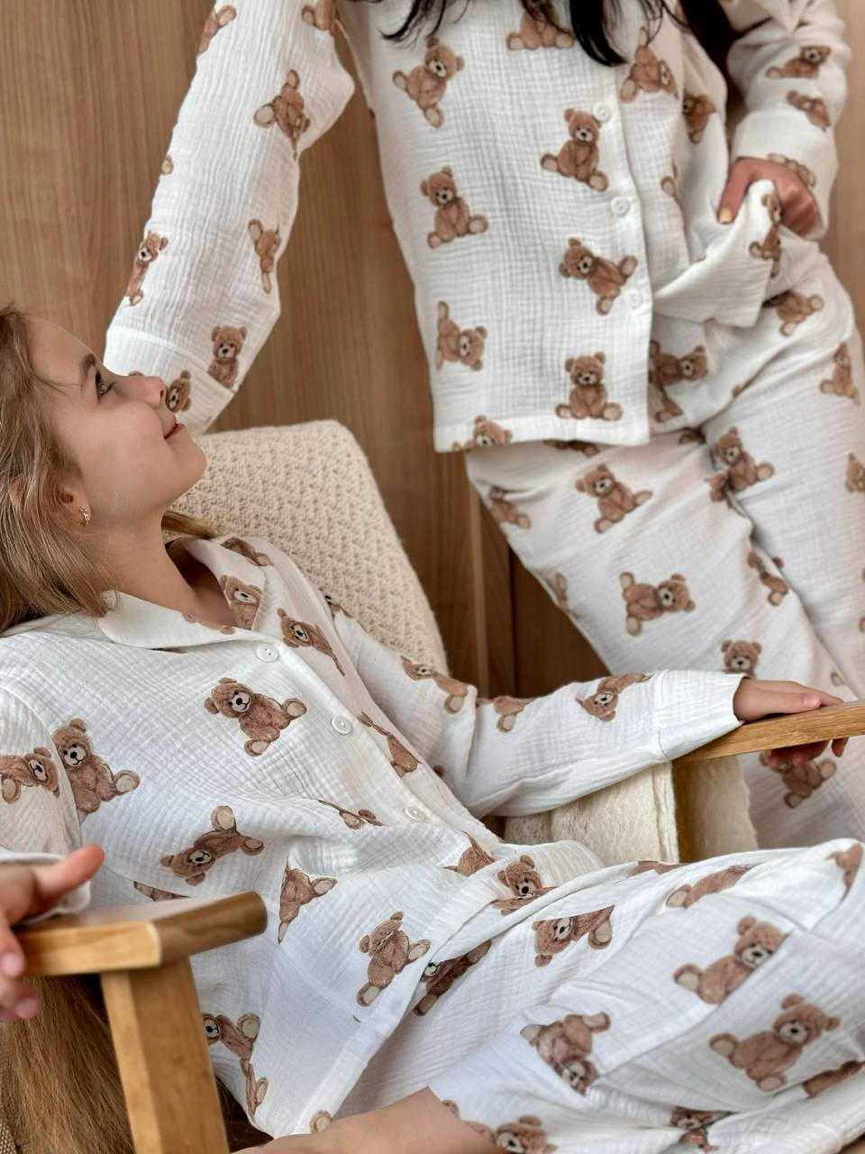 Teddy Muslin Pajamas – Mommy & Me Cotton Pajama Sets