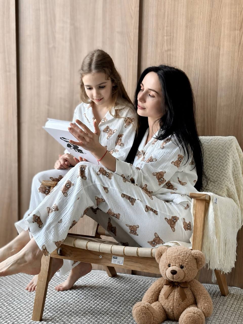 Teddy Muslin Pajamas – Mommy & Me Cotton Pajama Sets