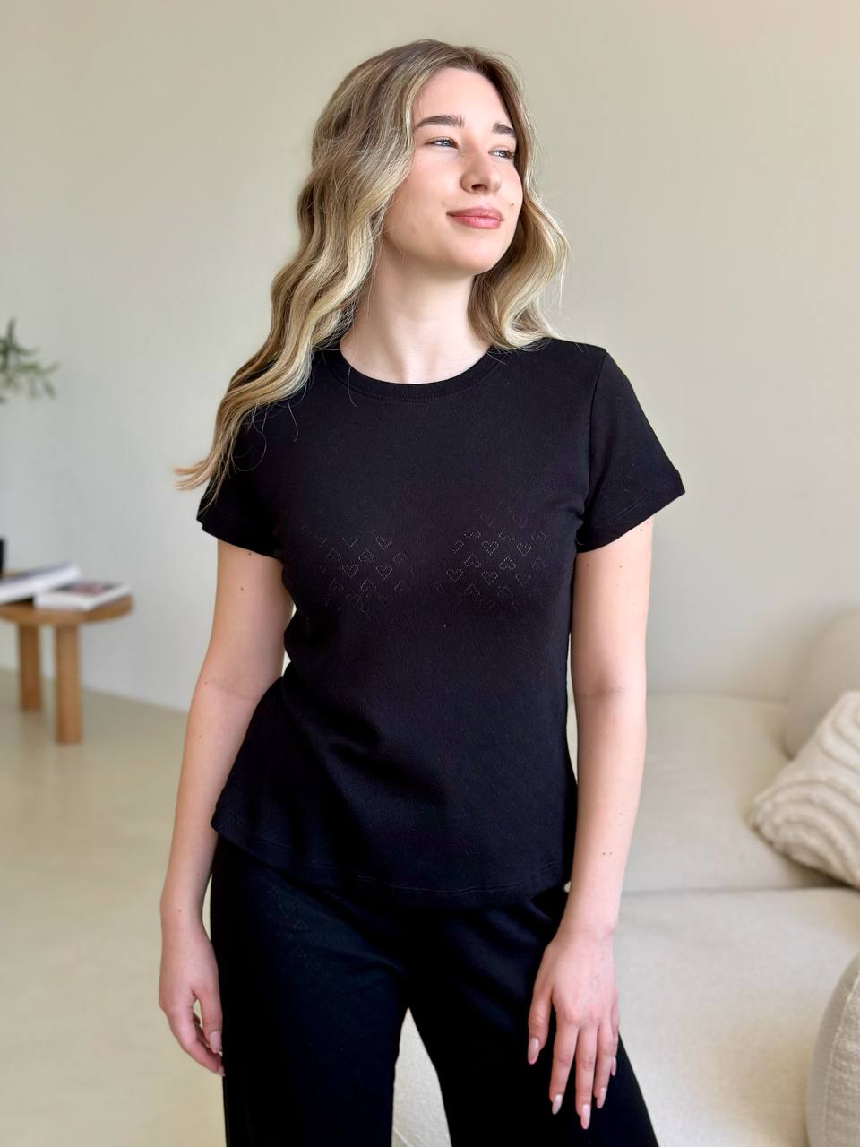 Rose Amour Black Cotton Pajama Set