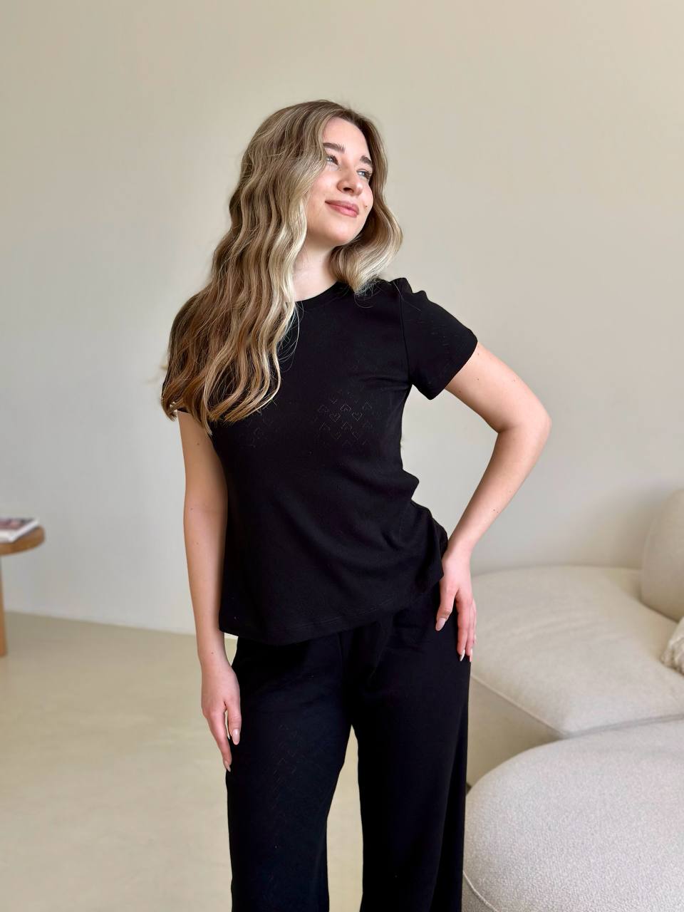 Rose Amour Black Cotton Pajama Set