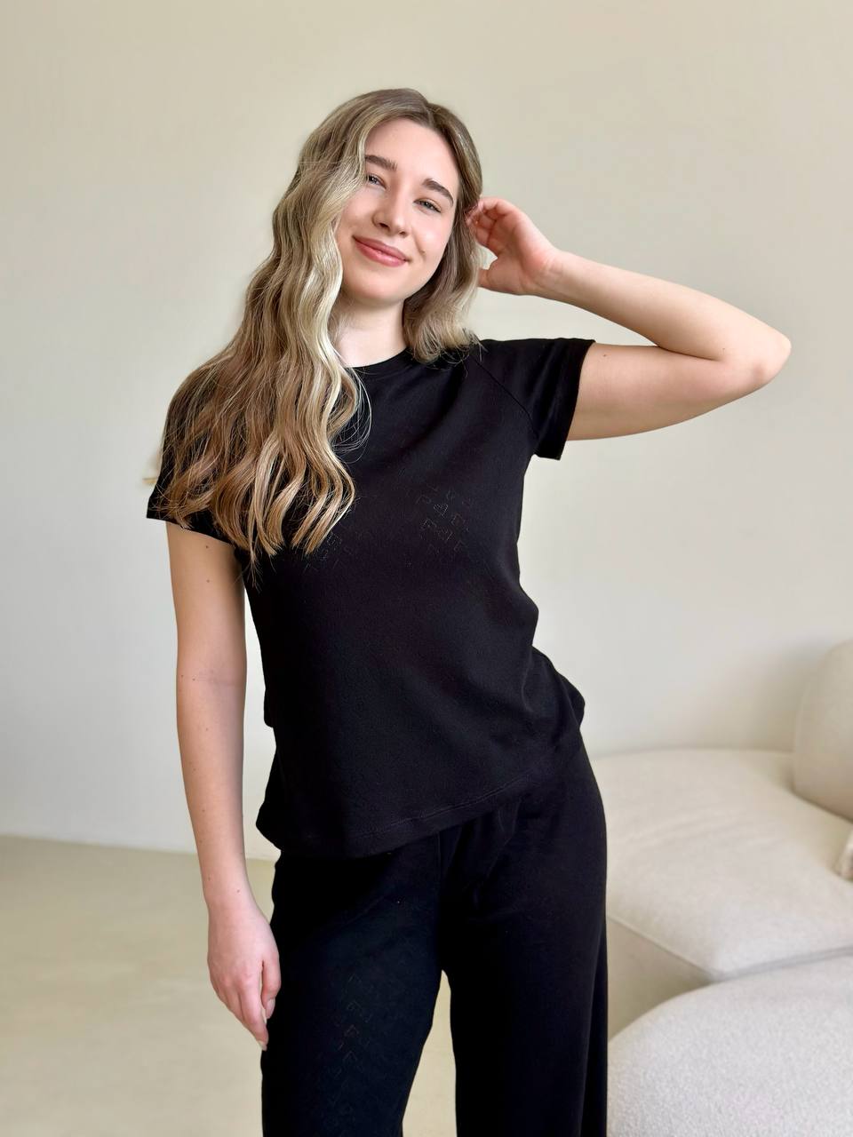 Rose Amour Black Cotton Pajama Set