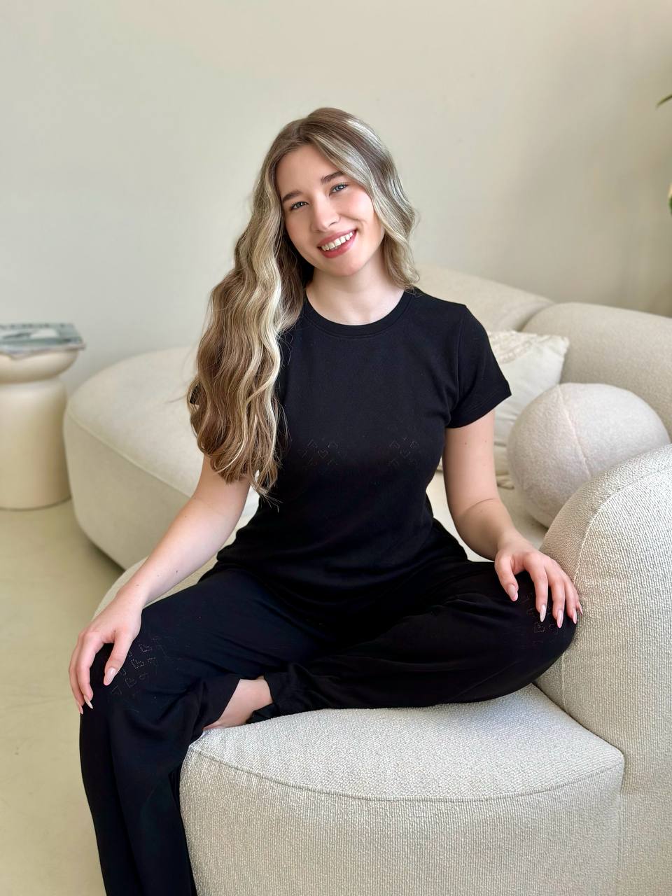 Rose Amour Black Cotton Pajama Set