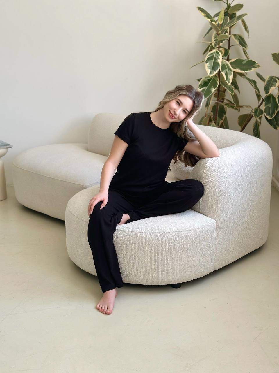 Rose Amour Black Cotton Pajama Set