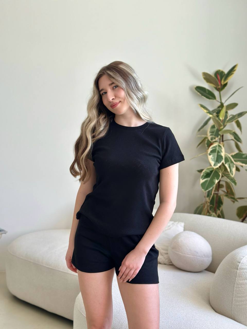 Rose Amour Black Cotton Pajama Set
