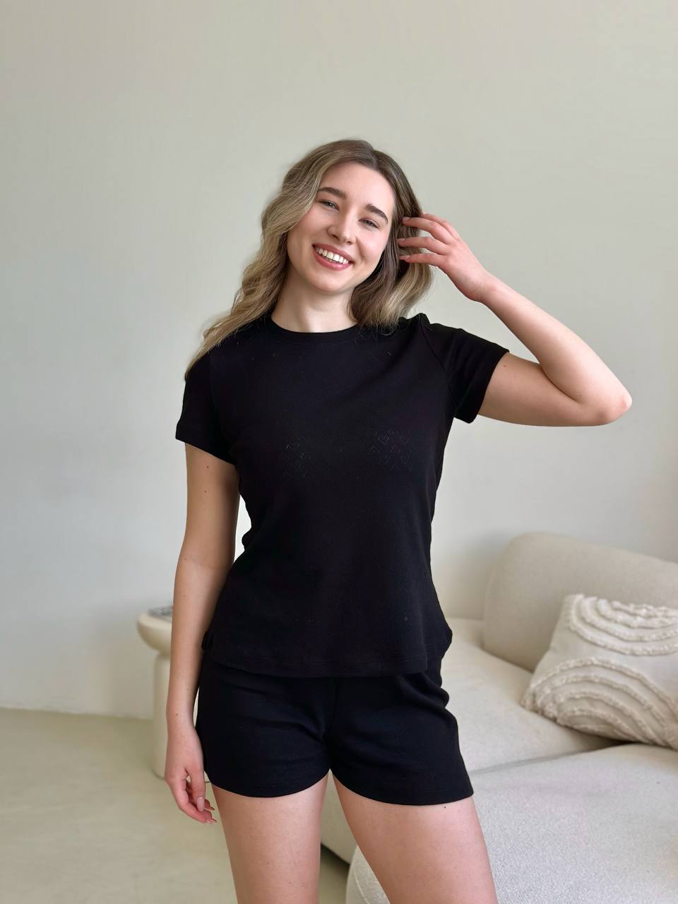 Rose Amour Black Cotton Pajama Set