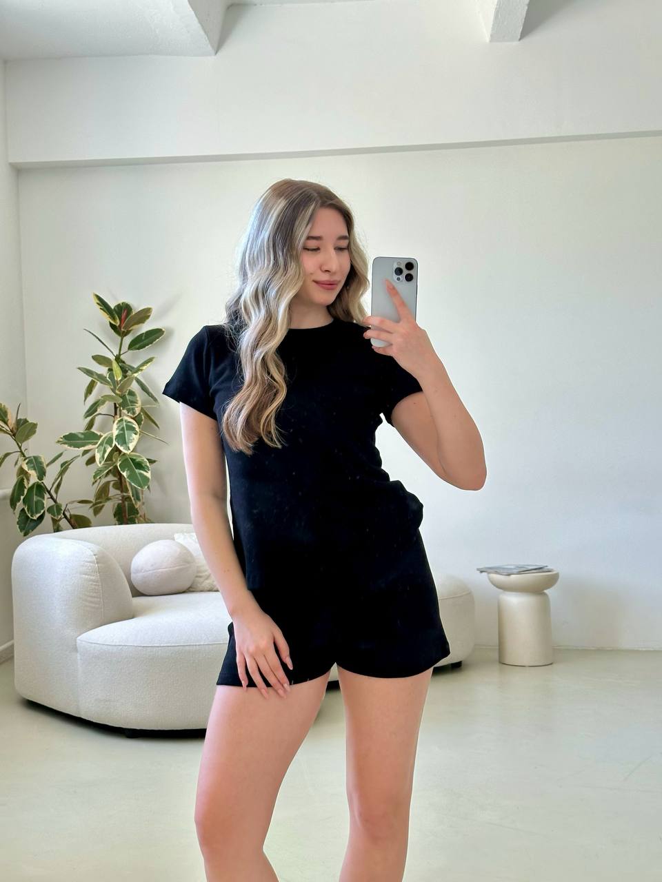 Rose Amour Black Cotton Pajama Set
