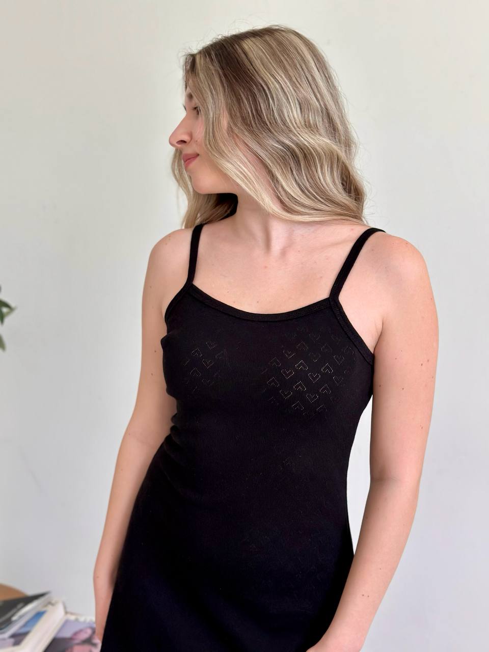 Rose Amour Black Cotton Nightgown