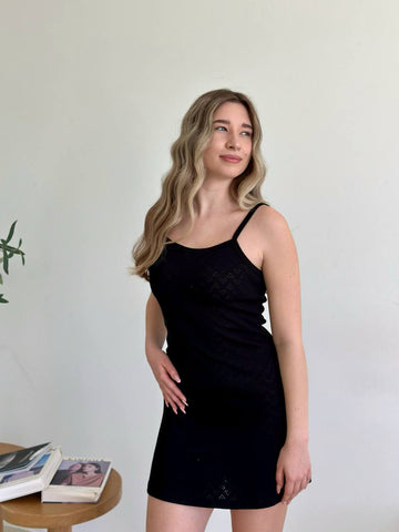 Rose Amour Black Nightgown with Hearts - Cotton Women Nightgowns