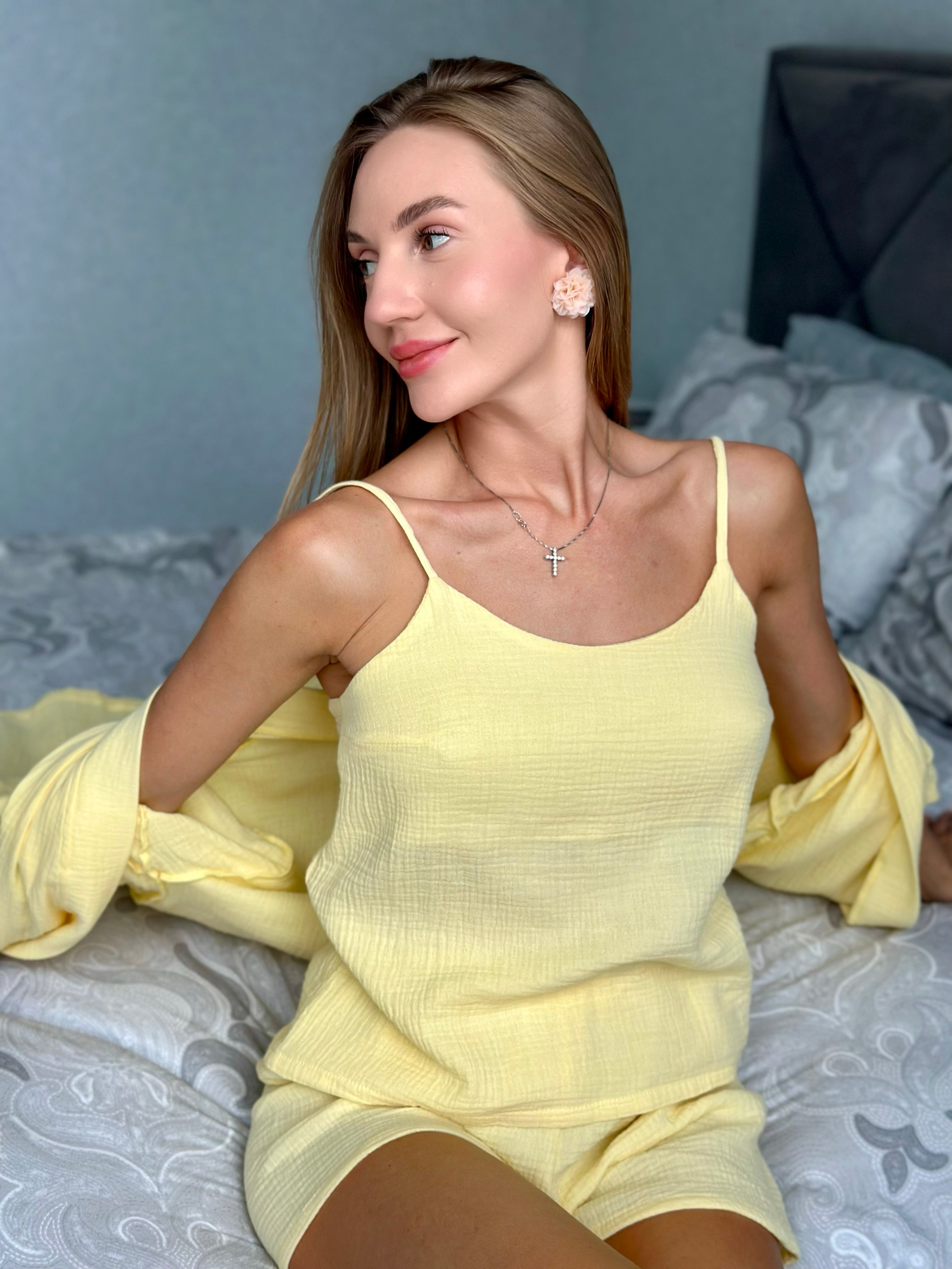 Amalfi Lemon Muslin Pajama and Robe Set