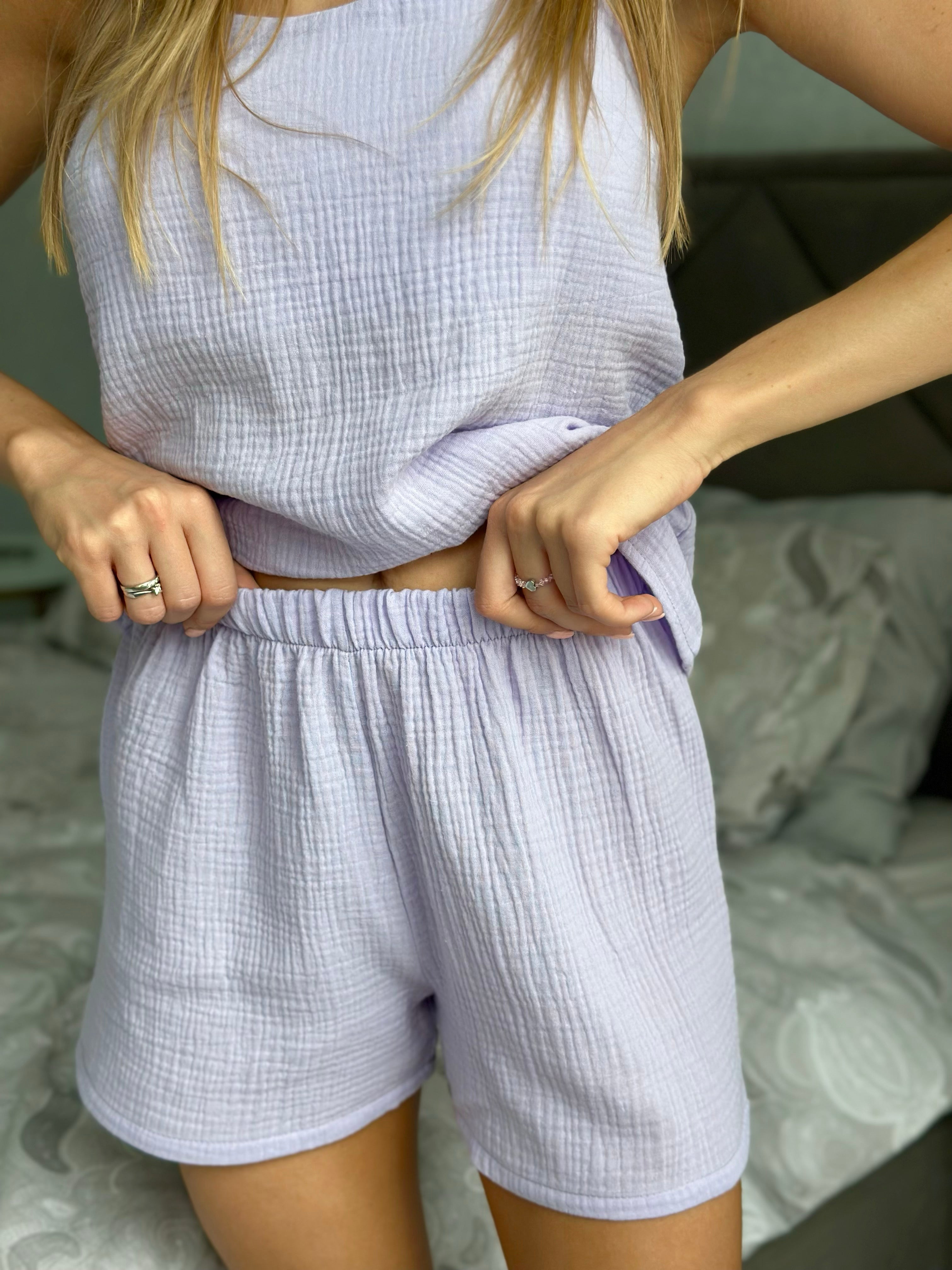 Amalfi Lavender Fog Muslin Pajama Set