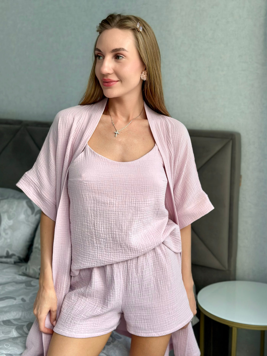 Hawaii Powder Muslin Pajama and Robe Set
