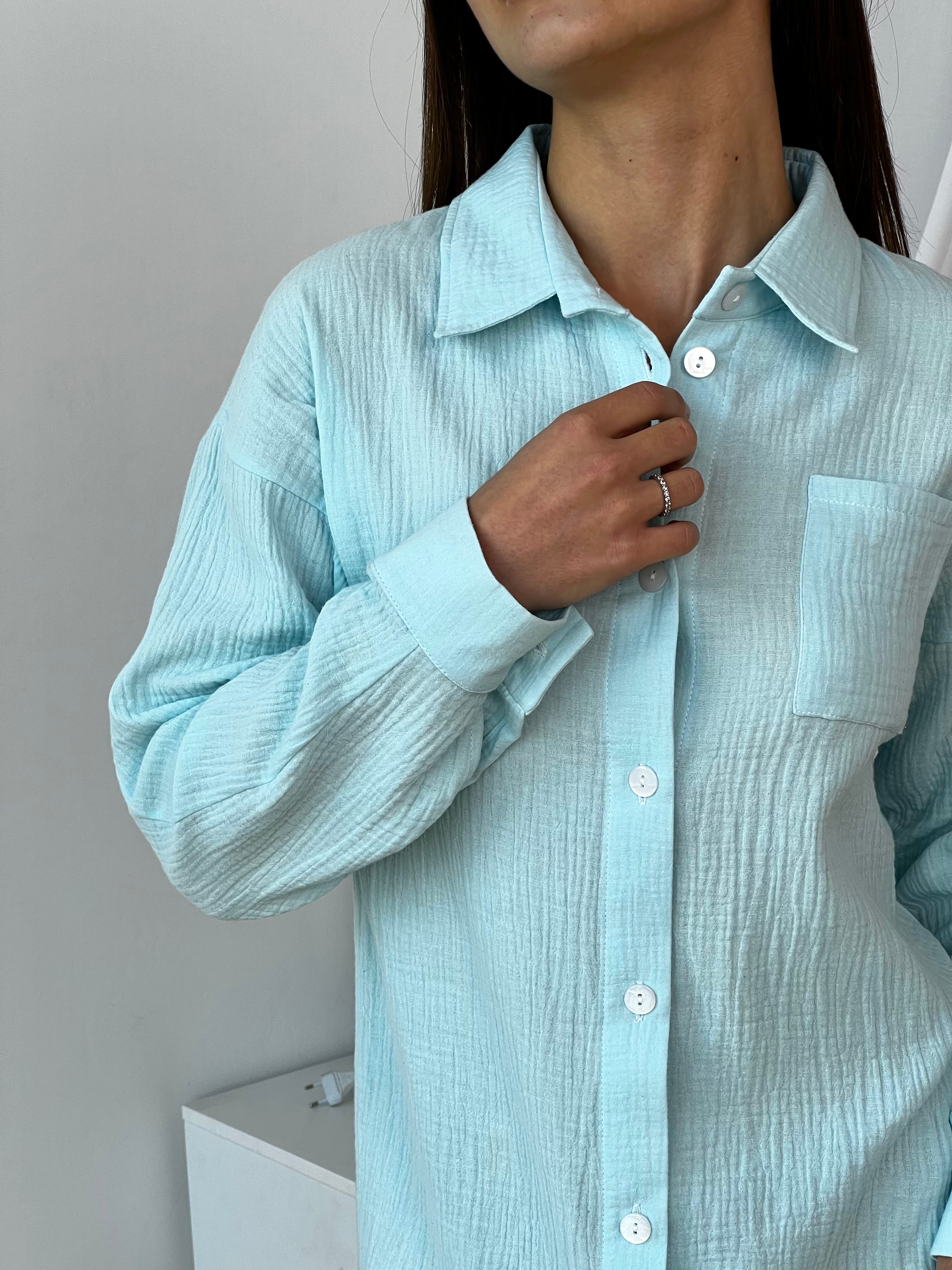 Chemise en mousseline de coton 100 % faite main pour femme, blouse double gaze, vêtement d'intérieur en coton, coupe ample et décontractée, chemise en mousseline verte