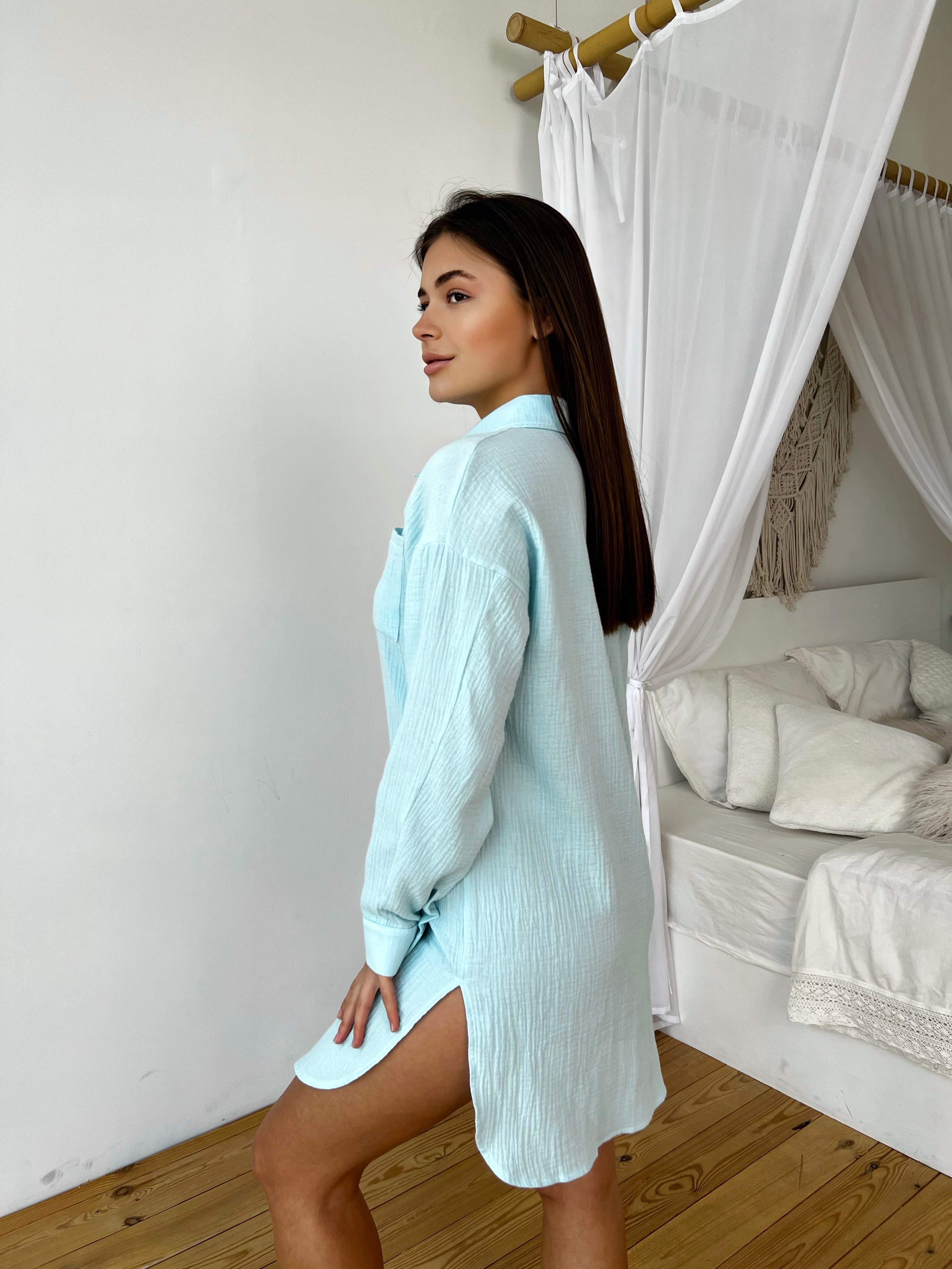 Chemise en mousseline de coton 100 % faite main pour femme, blouse double gaze, vêtement d'intérieur en coton, coupe ample et décontractée, chemise en mousseline verte