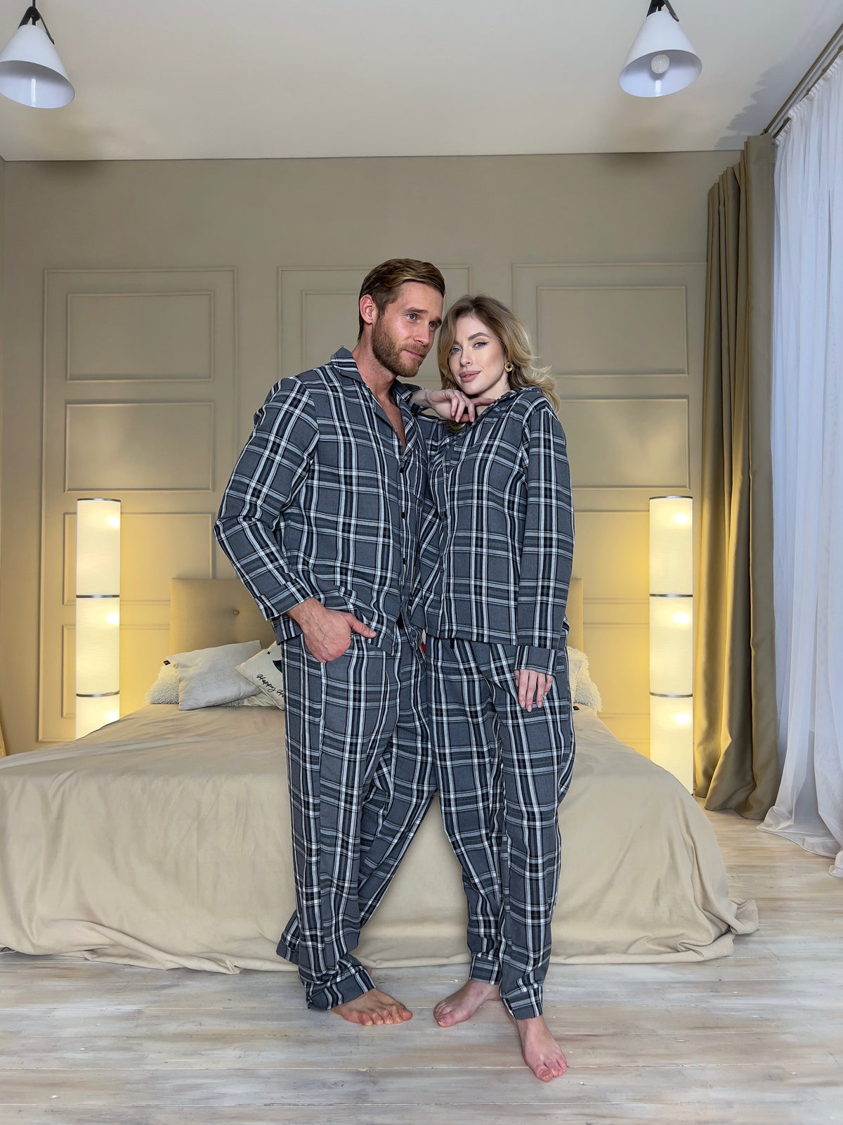Damen-Pyjama-Set – Hemd mit Knöpfen &amp; Hose