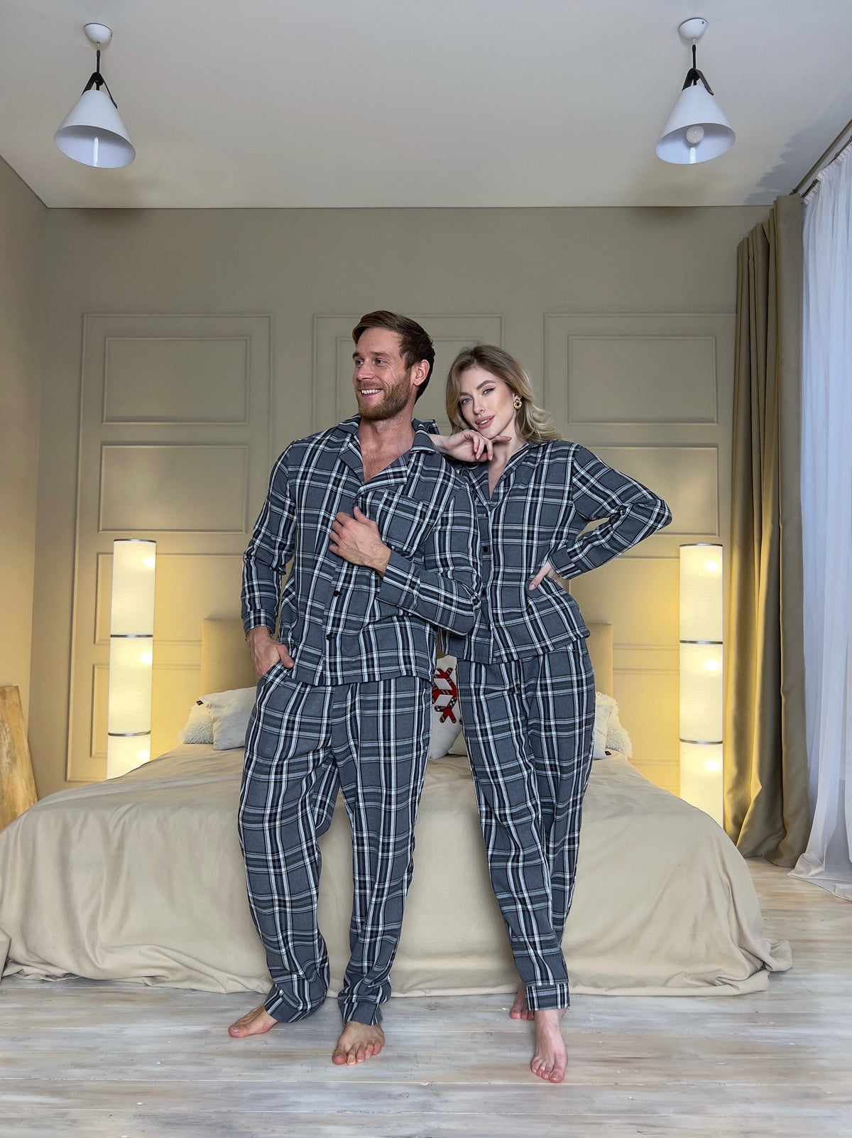 Damen-Pyjama-Set – Hemd mit Knöpfen &amp; Hose