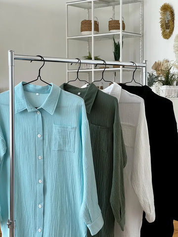 Chemise en mousseline de coton 100 % faite main pour femme, blouse double gaze, vêtement d'intérieur en coton, coupe ample et décontractée, chemise en mousseline verte