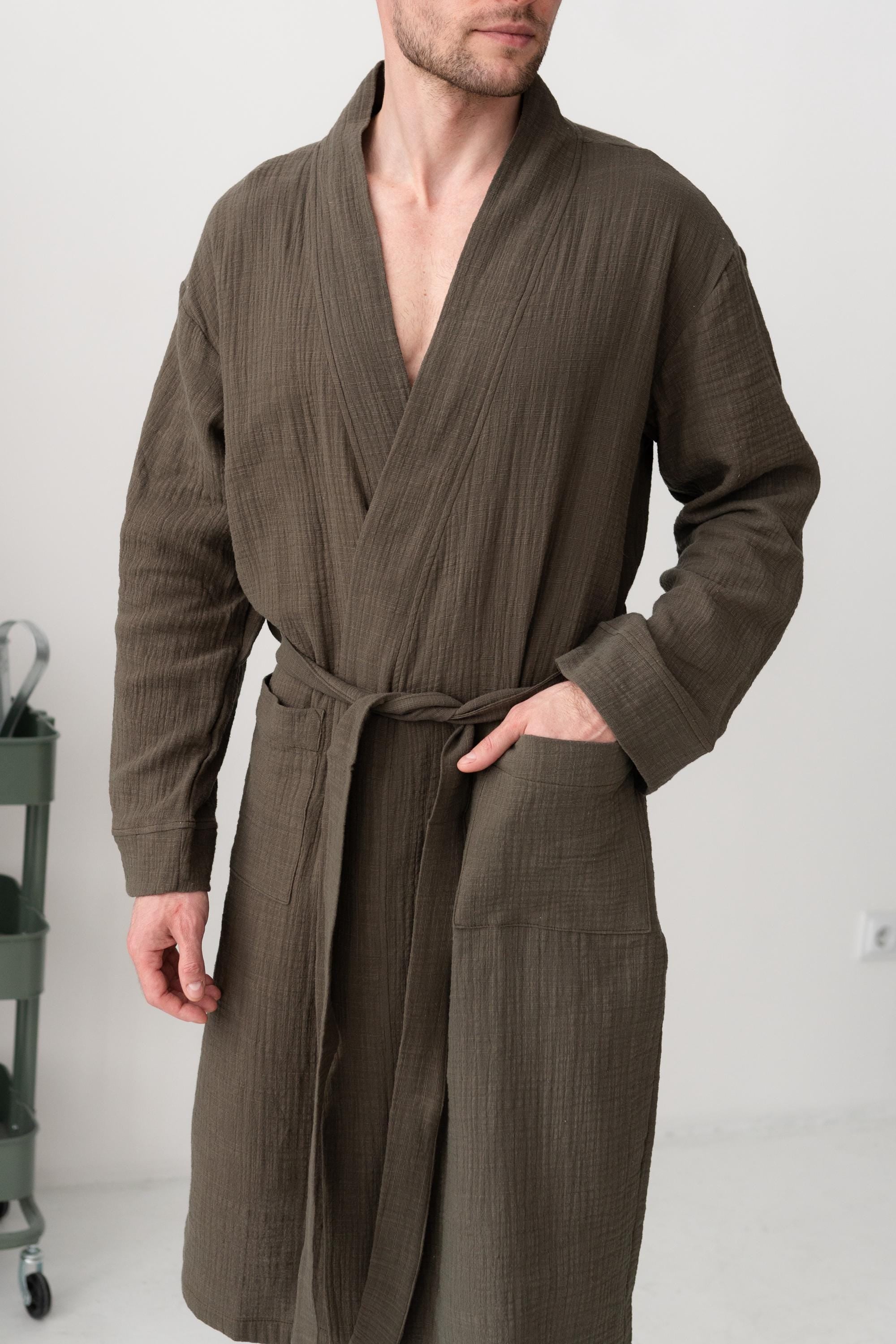 Muslin Bathrobe with Belt & Pockets