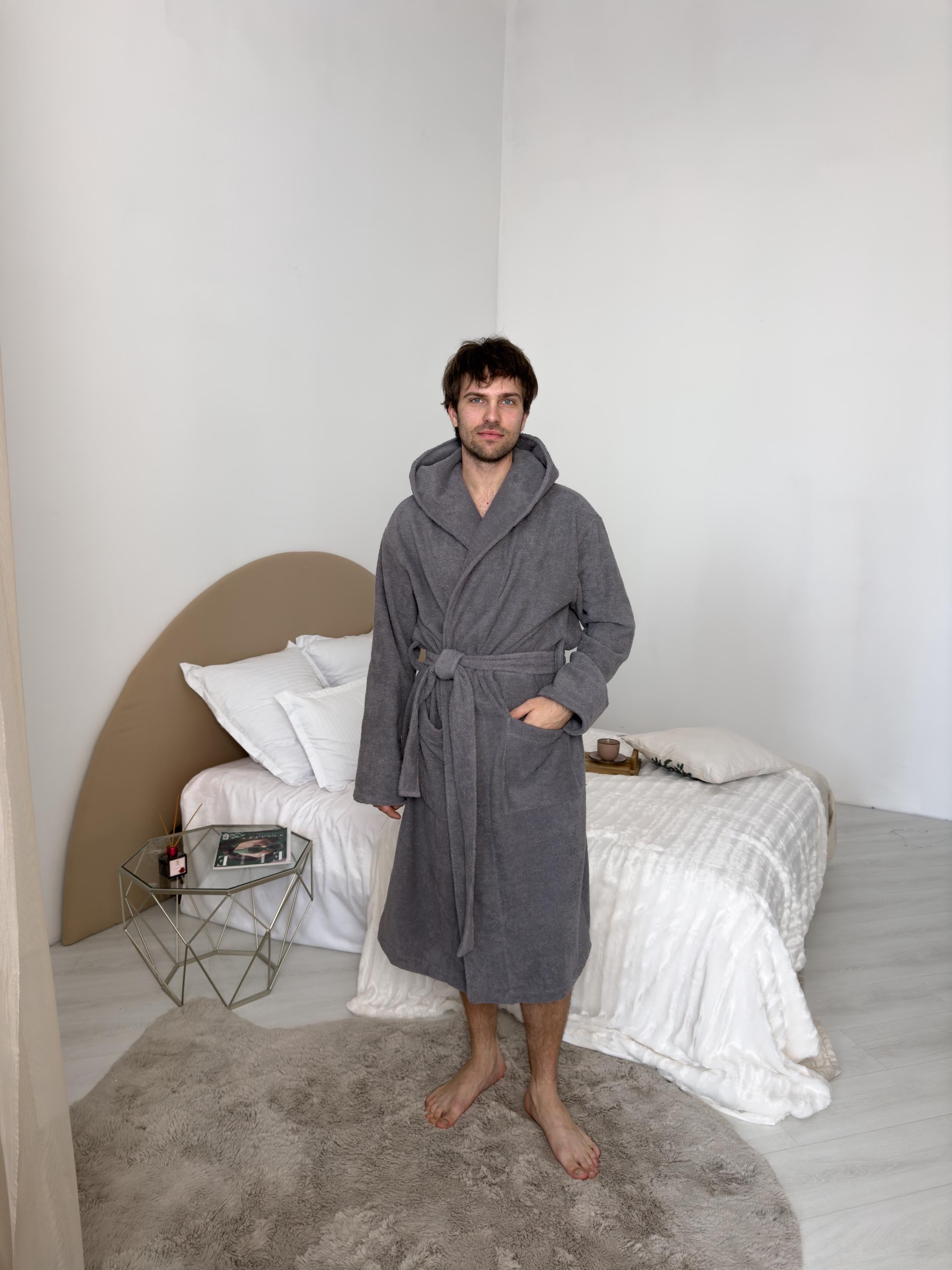 Men’s Hooded Cotton Bathrobe