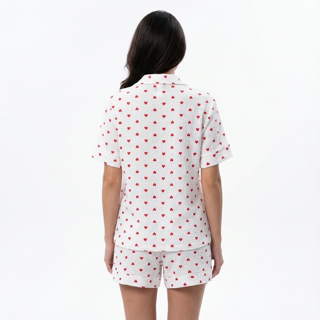 Muslin Pajama Set with Hearts