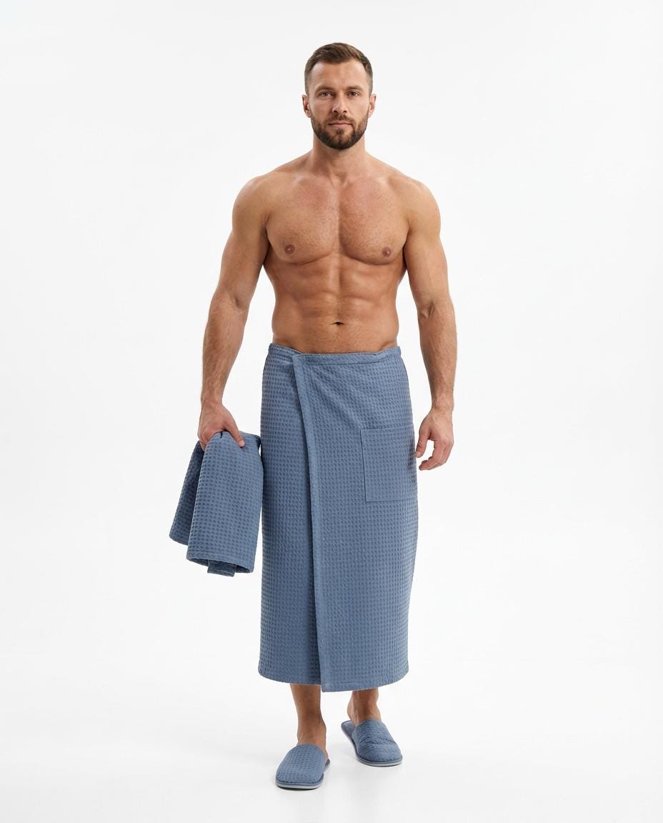 Men’s Cotton Sauna & Spa Kilt – Waffle Bath Wrap