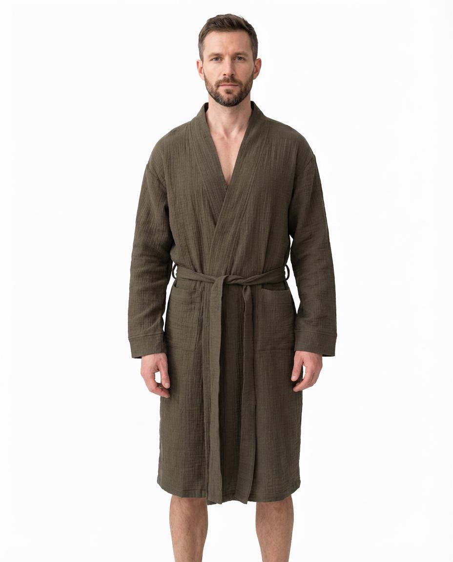 Muslin Bathrobe with Belt & Pockets